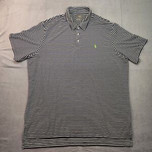 Polo‎ Ralph Lauren Performance Polo Shirt Men's 2XL Blue White Striped S/S Pony